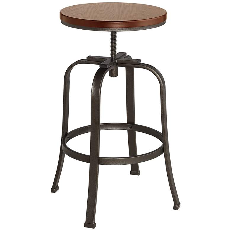 Image 7 Elm Lane Radin Hammered Bronze Adjustable Swivel Bar Stools Set of 2 more views