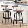 2_Elm Lane Roark Dark Bronze Adjustable Swivel Bar Stools Set of 2