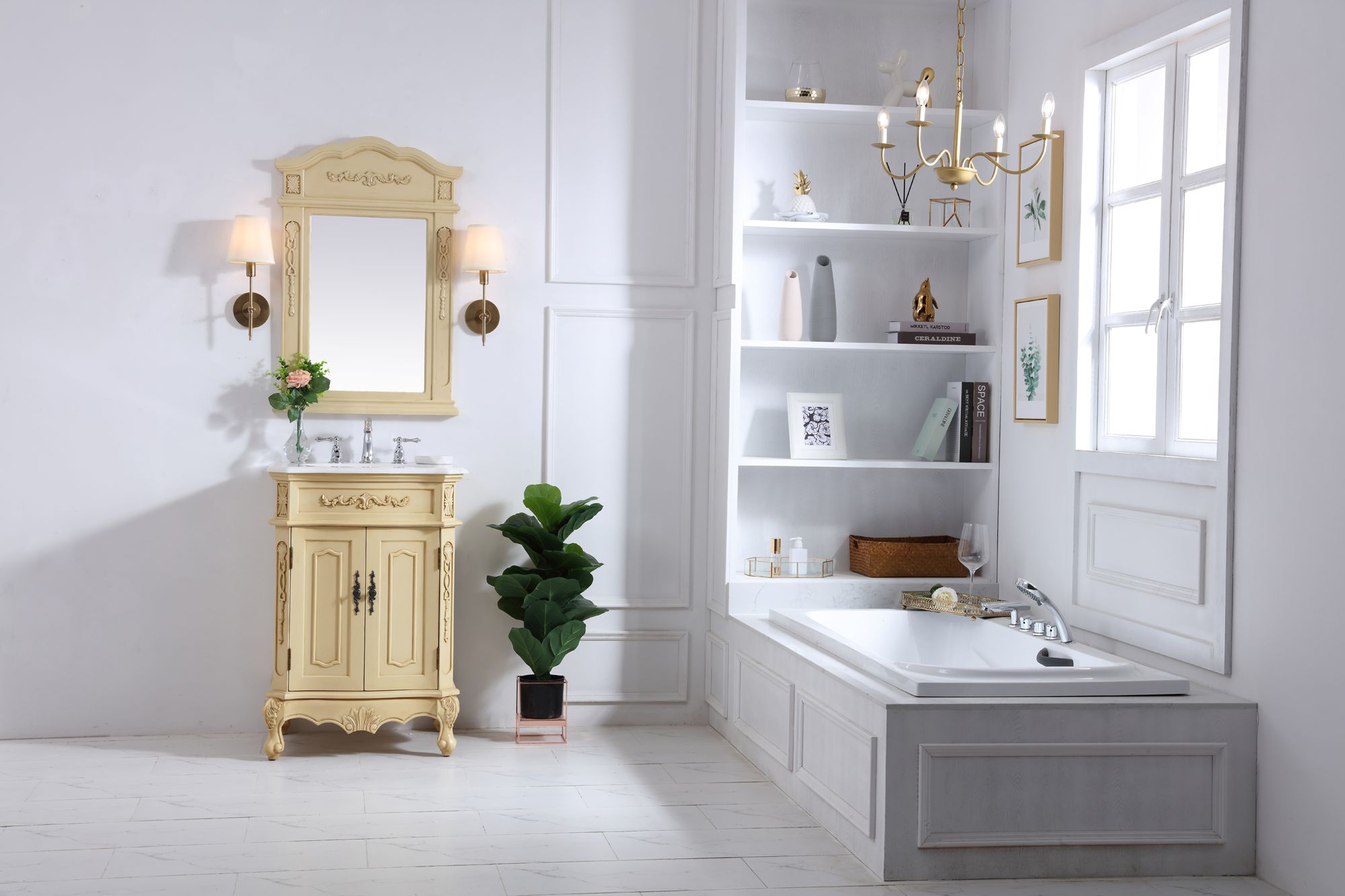 Elmere 24"W Light Antique Beige 2-Door Single Sink Vanity