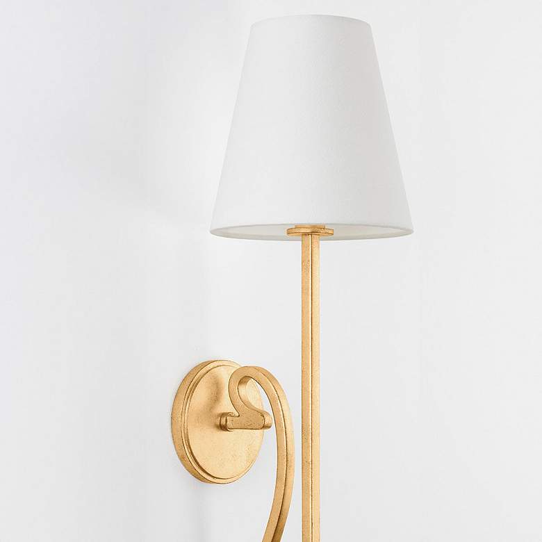 Image 2 Elmhurst 27 1/2" High Vintage Gold Leaf Wall Sconce more views