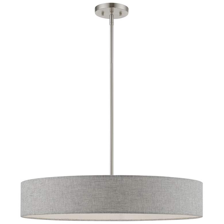 Image 1 Elmhurst 5 Light Brushed Nickel with Shiny White Accents Large Drum Pendant