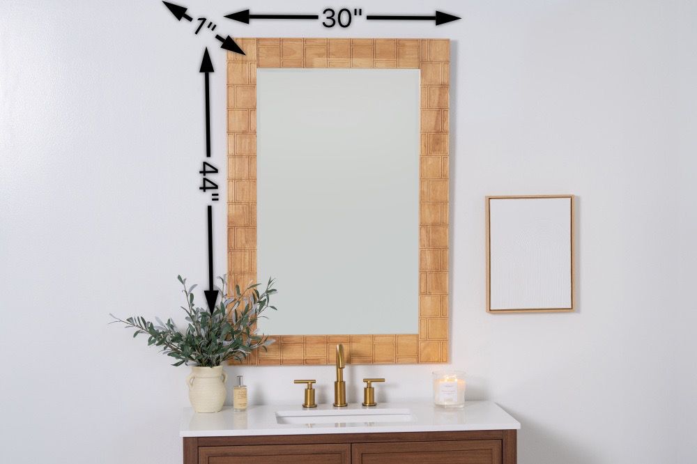 Elmore Natural 44" x 30" Wood Rectangle Wall Mirror