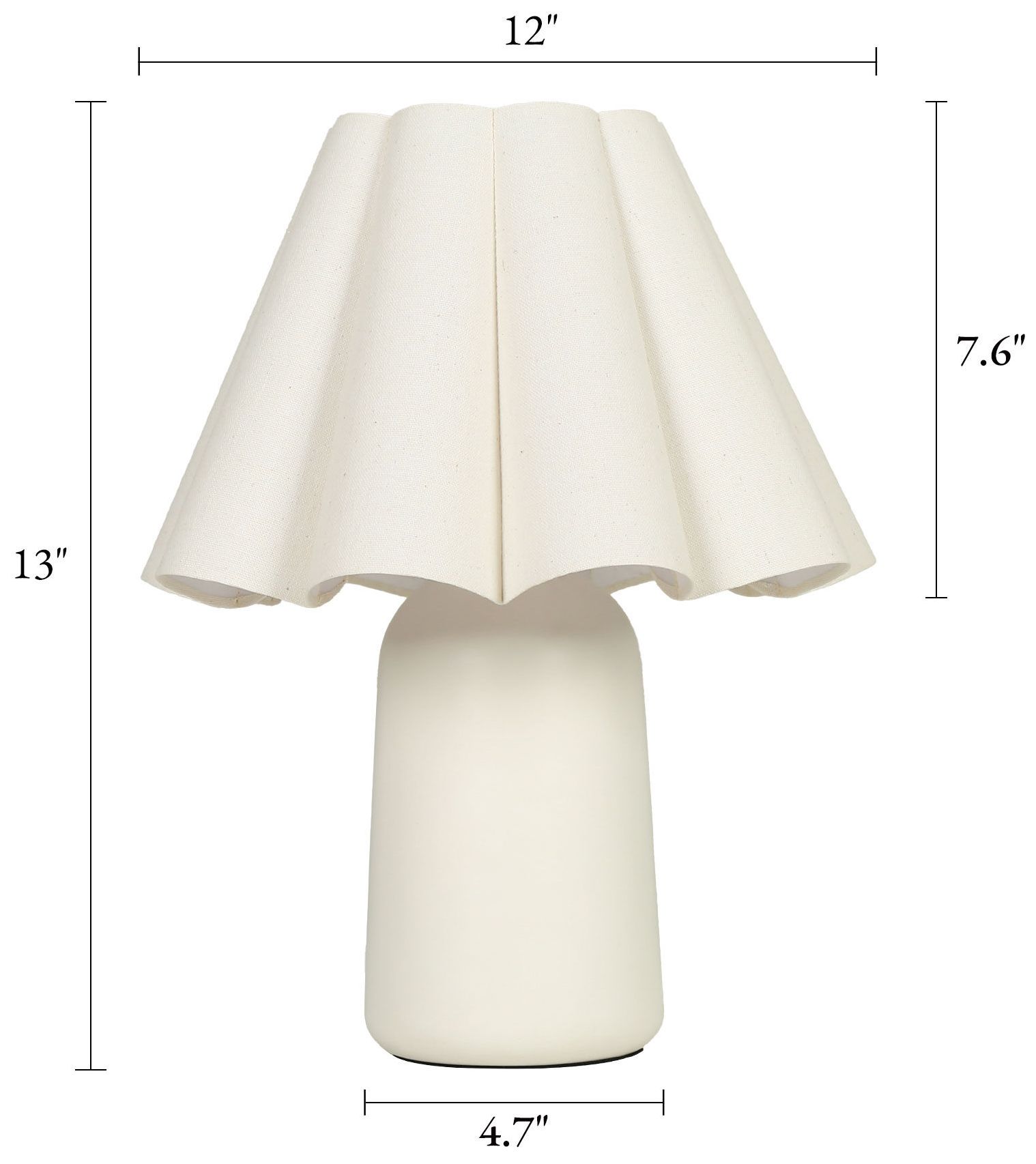 Image 2 Elmsley Modern Cream 13" Ceramic Accent Table Lamp Scalloped Linen Shade more views