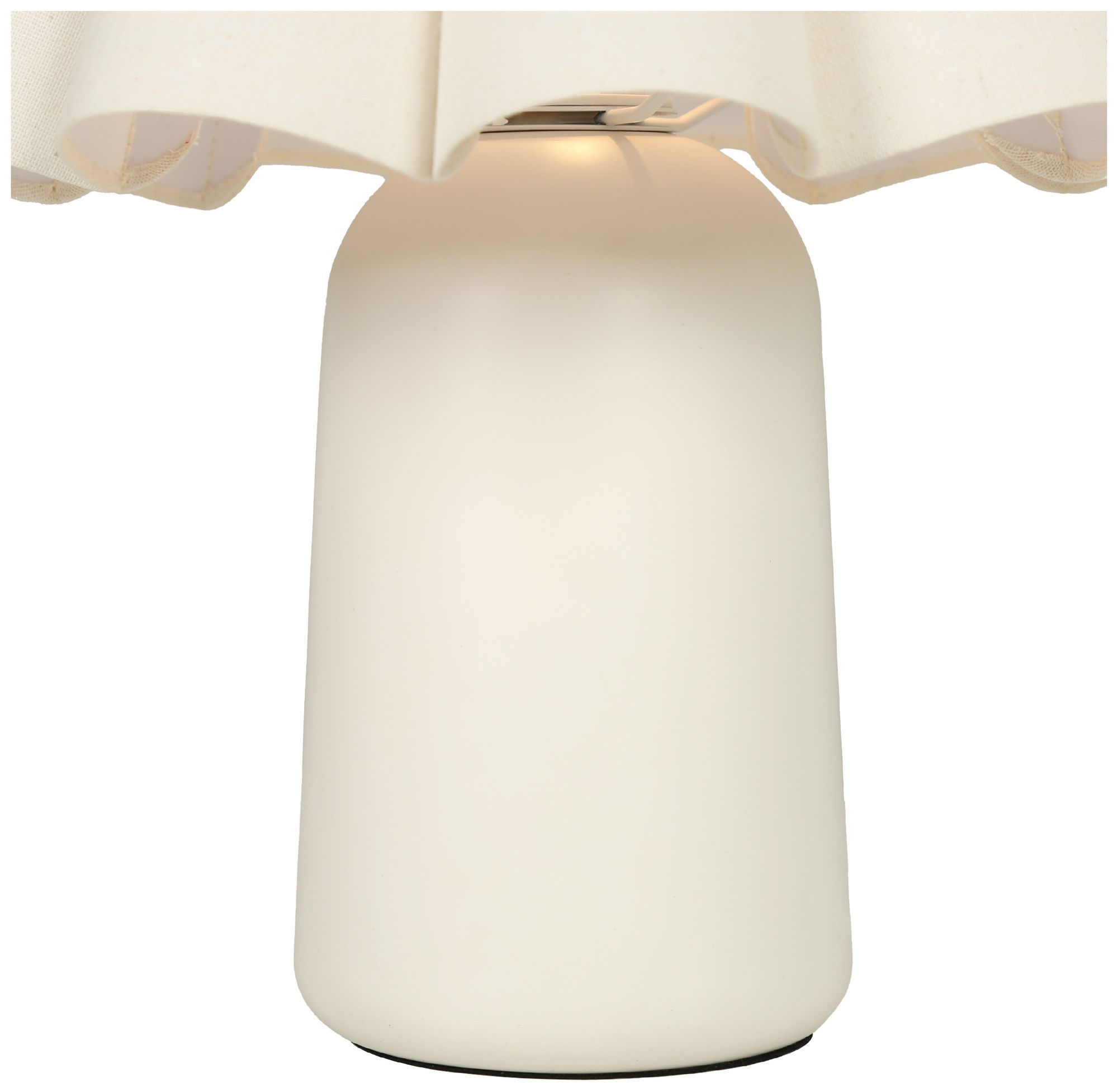 Image 3 Elmsley Modern Cream 13" Ceramic Accent Table Lamp Scalloped Linen Shade more views