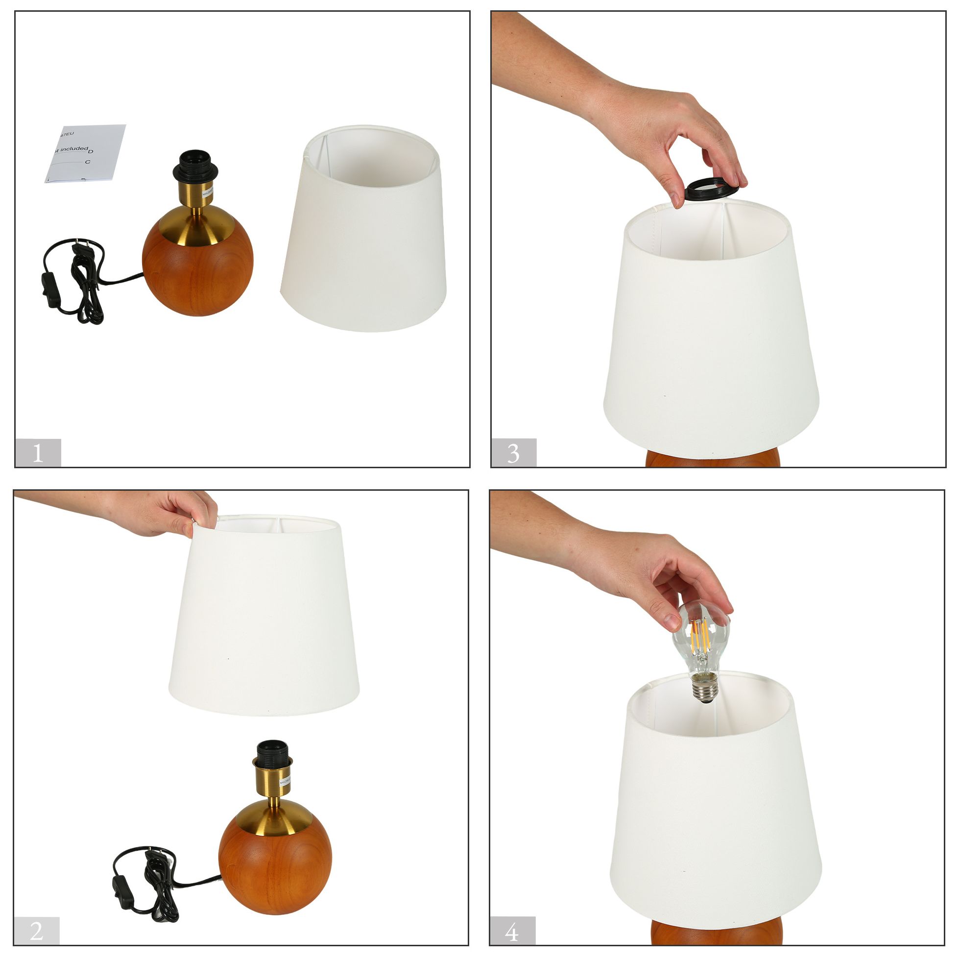 Image 4 Elmsley Modern Walnut Wood 14.1" Accent Table Lamp with Linen Shade more views