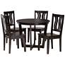 Elodia Dark Brown Wood 5-Piece Dining Table and Chair Set