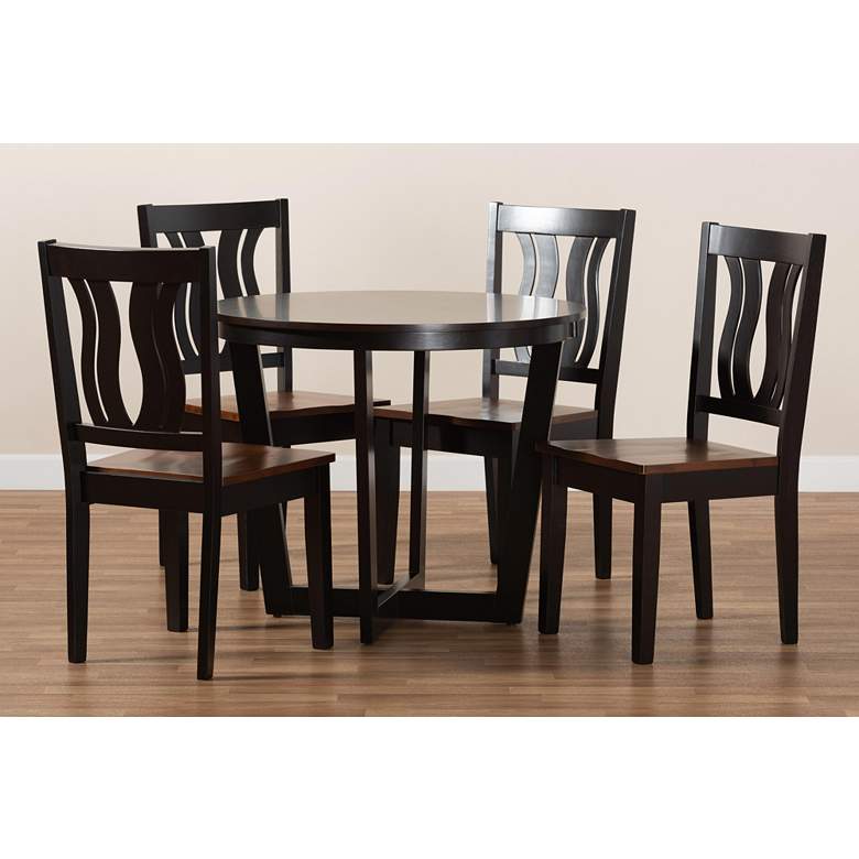 Image 7 Elodia Two-Tone Brown 5-Piece Dining Table and Chair Set more views