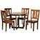 Elodia Walnut Brown Wood 5-Piece Dining Table and Chair Set