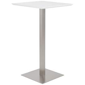 Image2 of Elodie 23 3/4" Wide Matte White Brushed Steel Bar Table