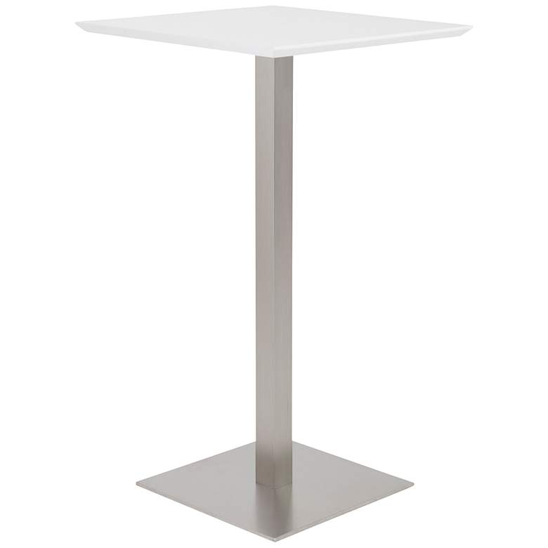 Image 1 Elodie 23 3/4 inch Wide Matte White Brushed Steel Bar Table