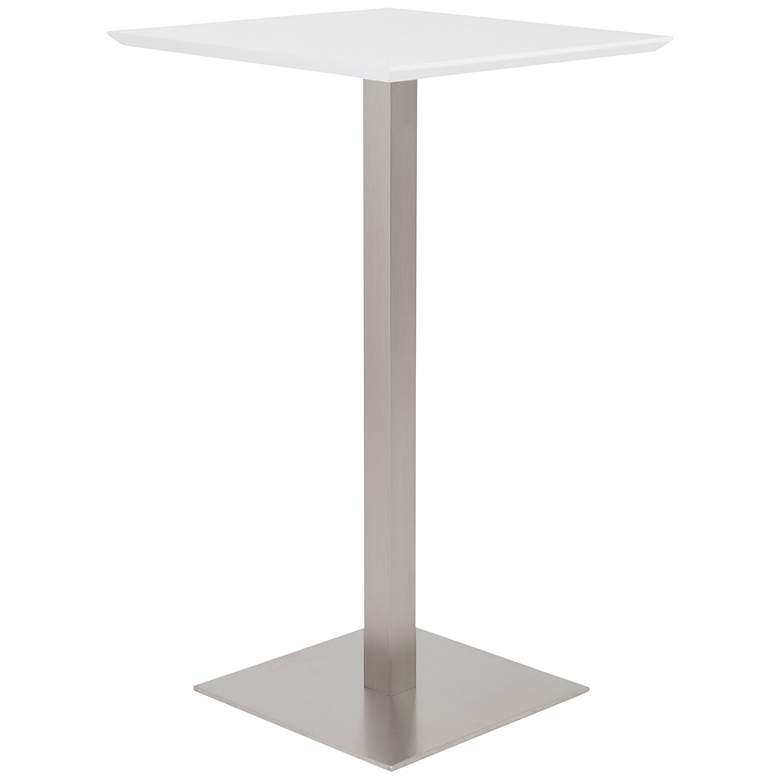 Image 2 Elodie 23 3/4" Wide Matte White Brushed Steel Bar Table
