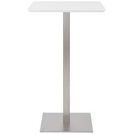 Image5 of Elodie 23 3/4" Wide Matte White Brushed Steel Bar Table more views
