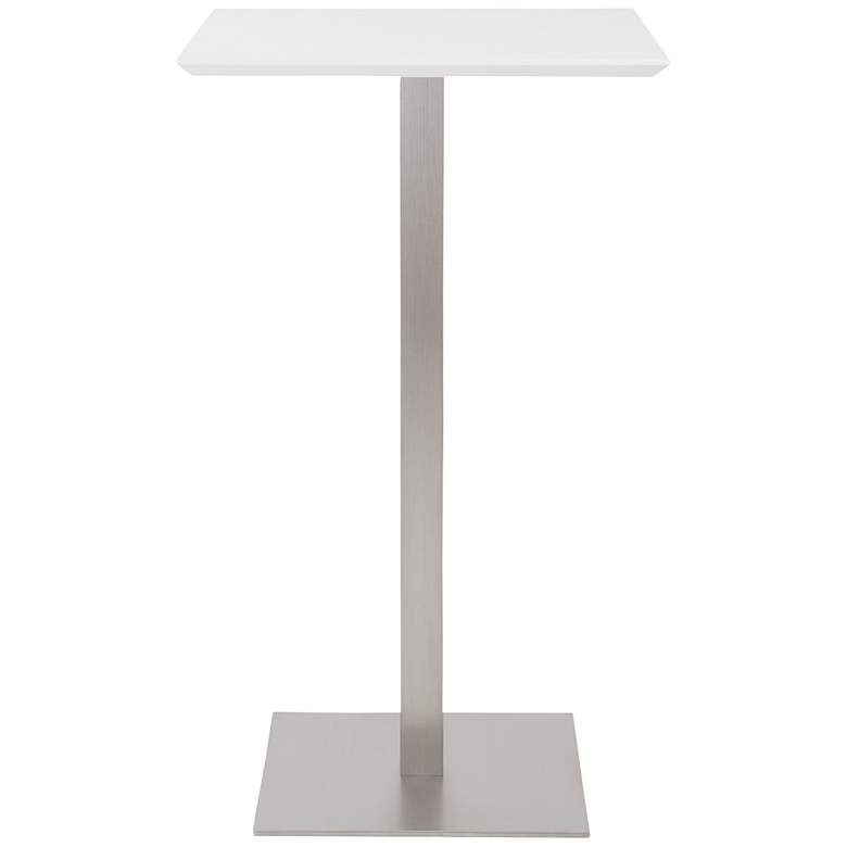 Image 5 Elodie 23 3/4 inch Wide Matte White Brushed Steel Bar Table more views