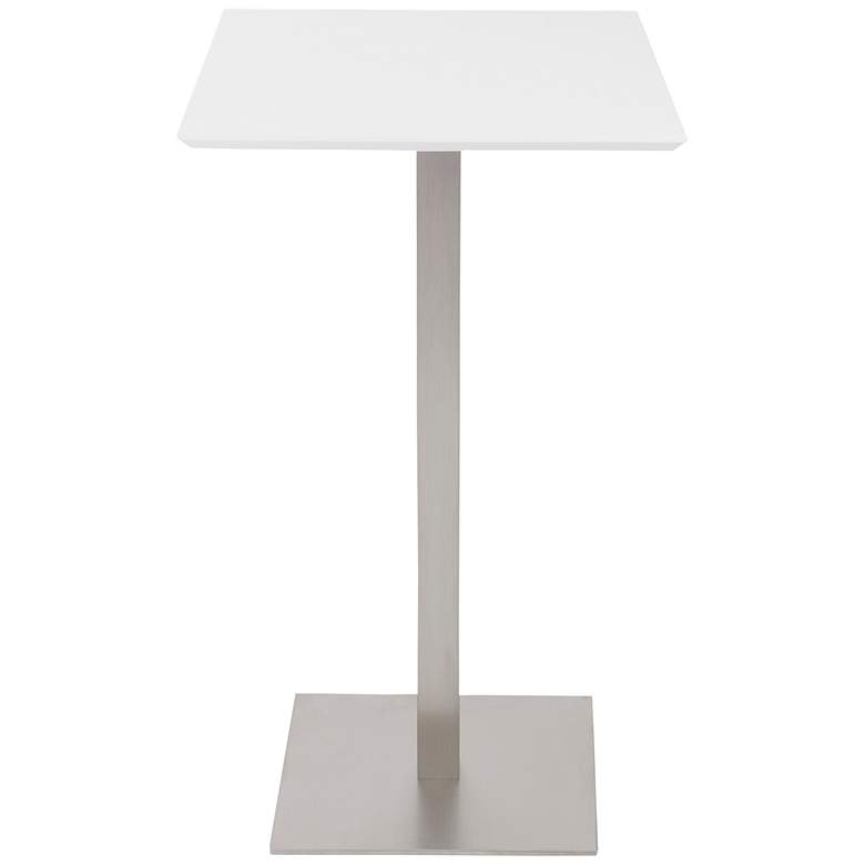 Image 6 Elodie 23 3/4 inch Wide Matte White Brushed Steel Bar Table more views