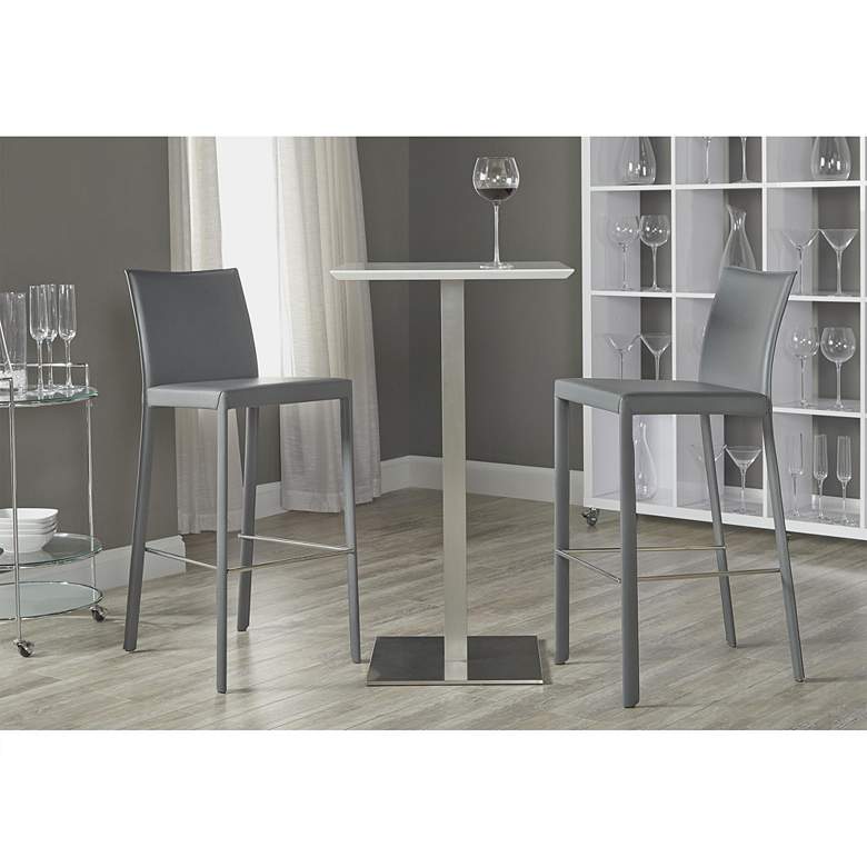 Image 7 Elodie 23 3/4" Wide Matte White Brushed Steel Bar Table more views
