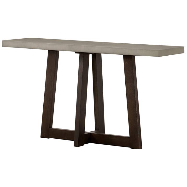 Image 1 Elodie Rectangle Console Table in Dark Gray Oak Wood and Gray Concrete