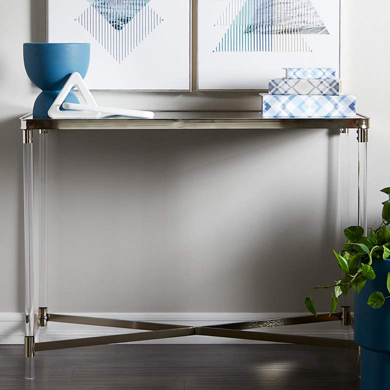 Image 1 Elody 43 3/4" Wide Mirrored Silver Metal Console Table