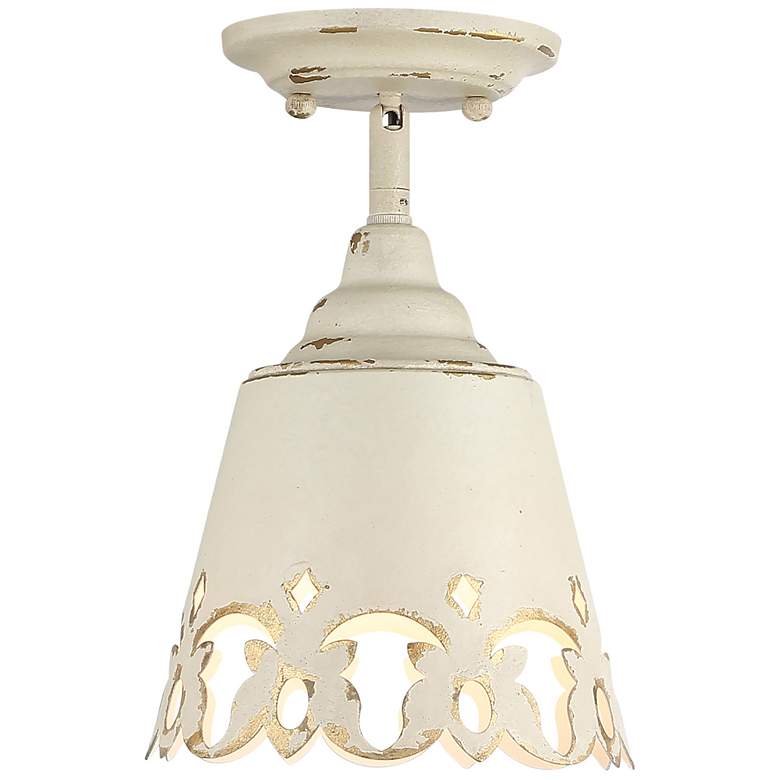 Image 1 Eloise 1-Light Semi-Flush in Antique Ivory