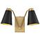 Eloise 10 1/2" High Natural Brass 2-Light Wall Sconce