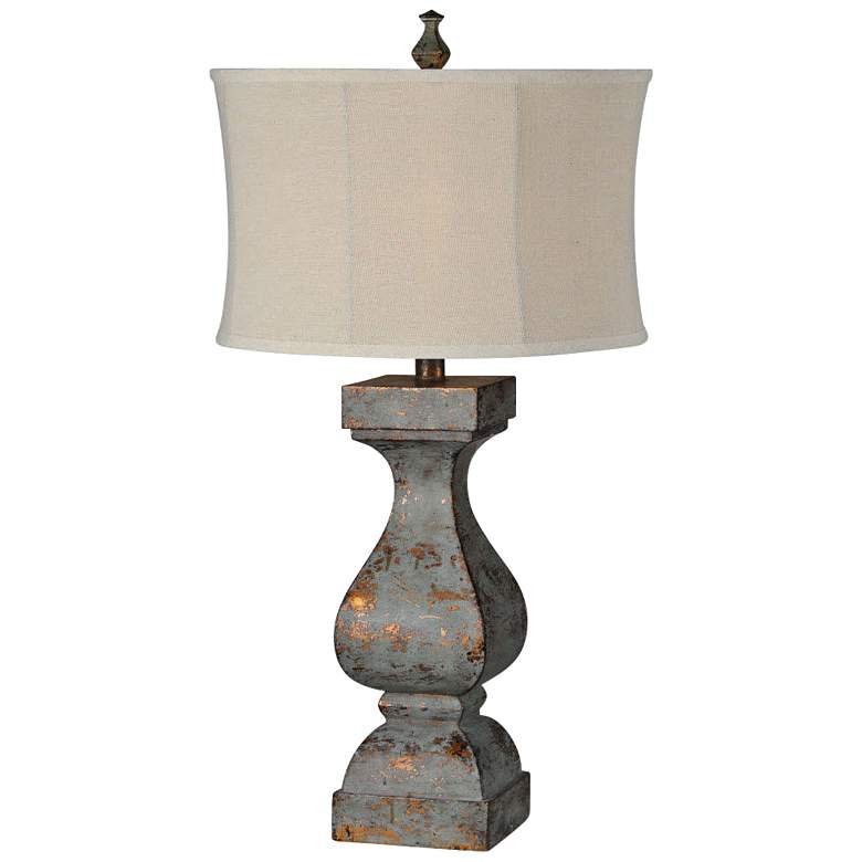 Image 1 Eloise Blue Distressed with Copper Highlights Table Lamp