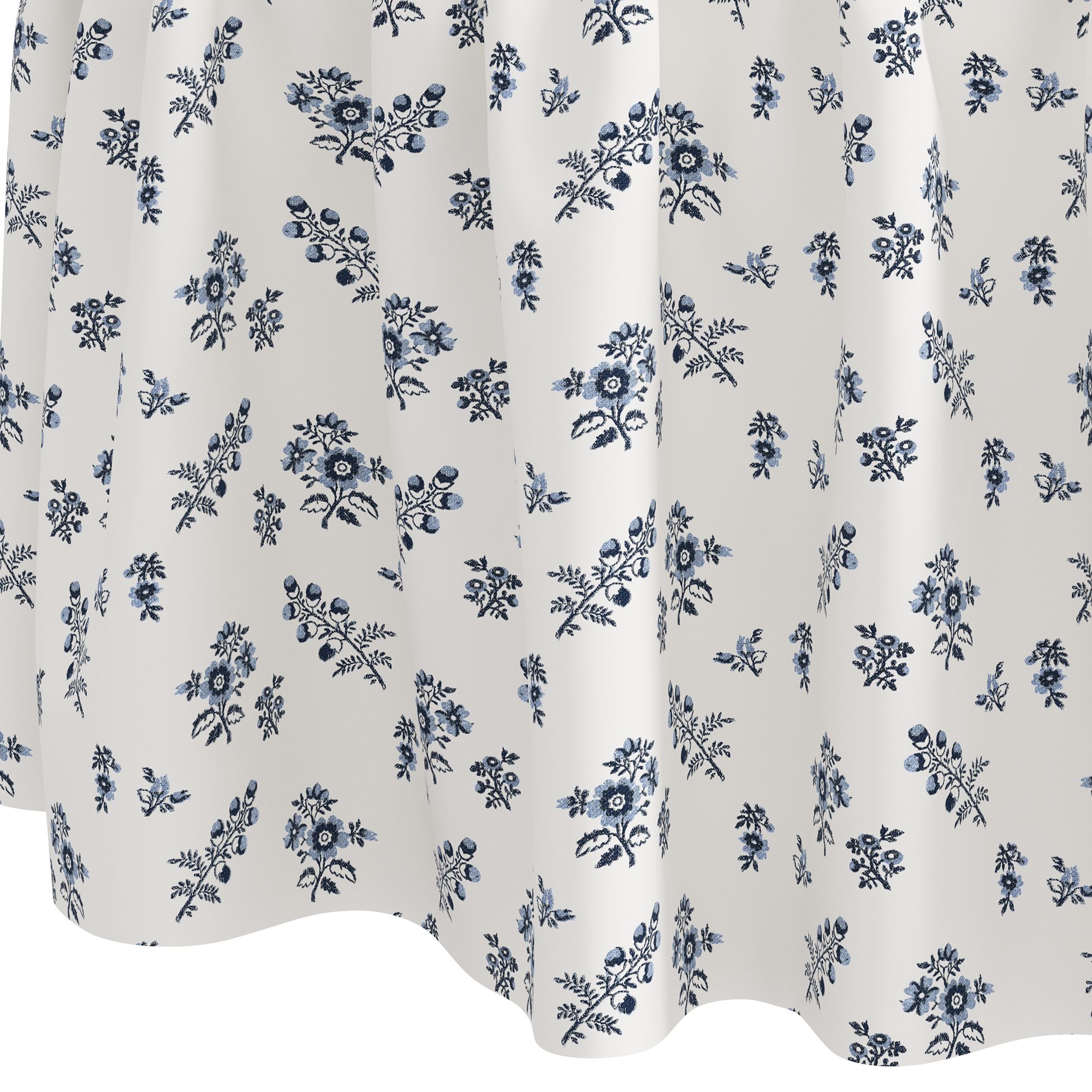 Image 2 Eloise Blue Ditsy Floral Fabric Round Ottoman - Made to Order more views