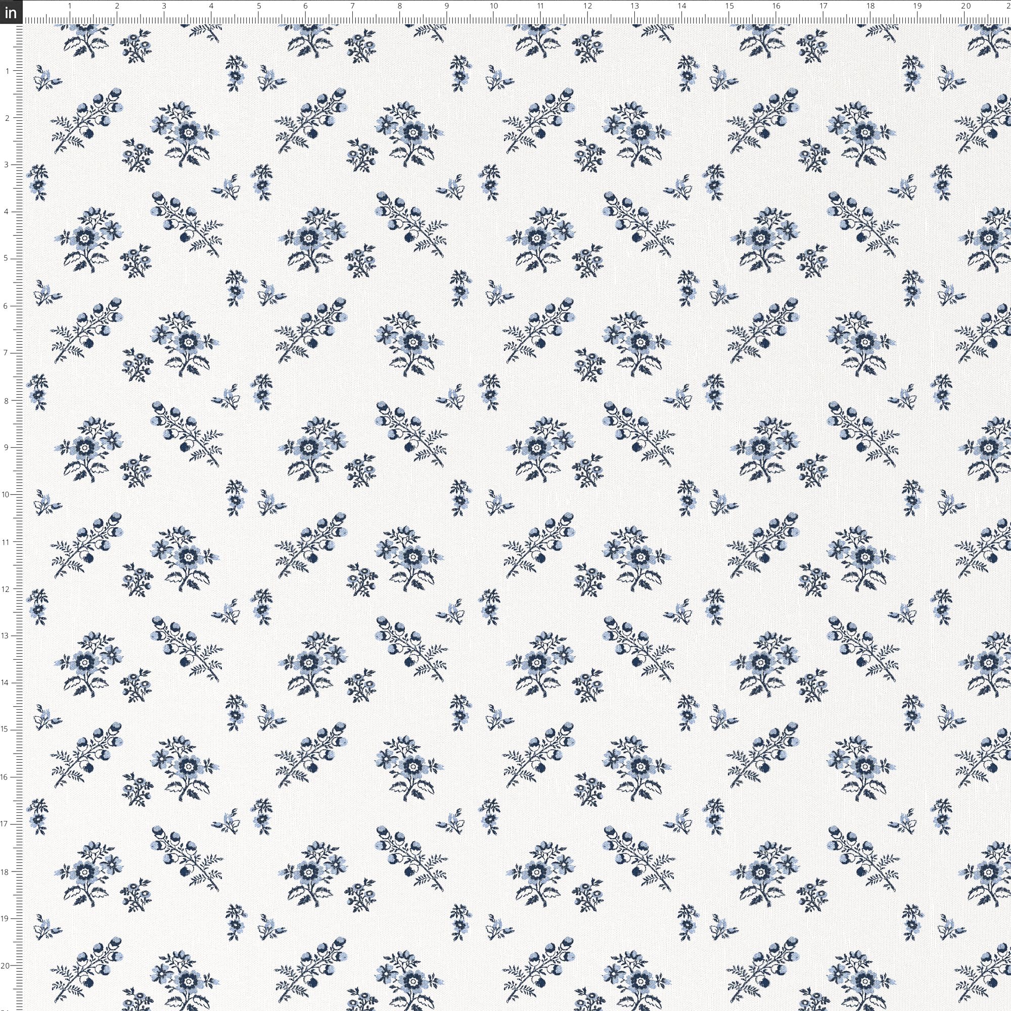 Image 4 Eloise Blue Ditsy Floral Fabric Round Ottoman - Made to Order more views