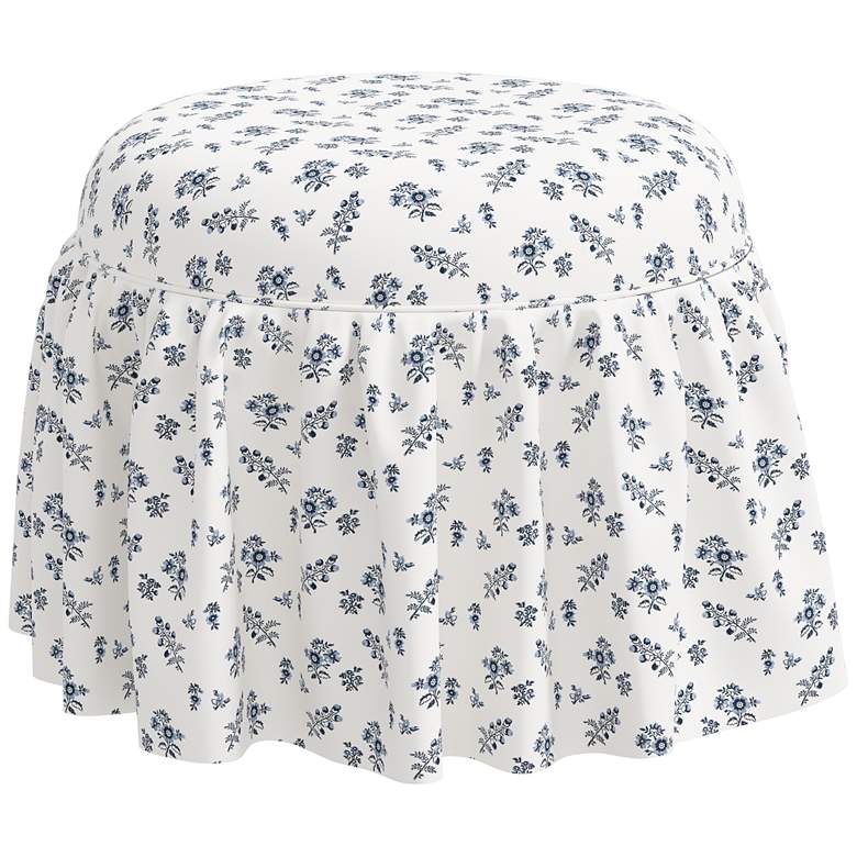 Image 1 Eloise Blue Ditsy Floral Fabric Round Ottoman