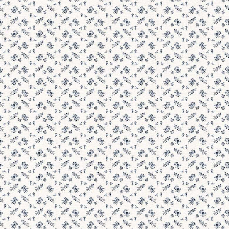 Image 3 Eloise Blue Ditsy Floral Fabric Round Ottoman more views