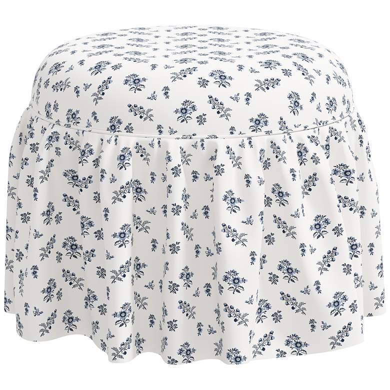 Image 5 Eloise Blue Ditsy Floral Fabric Round Ottoman more views