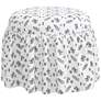 Eloise Blue Ditsy Floral Fabric Round Ottoman