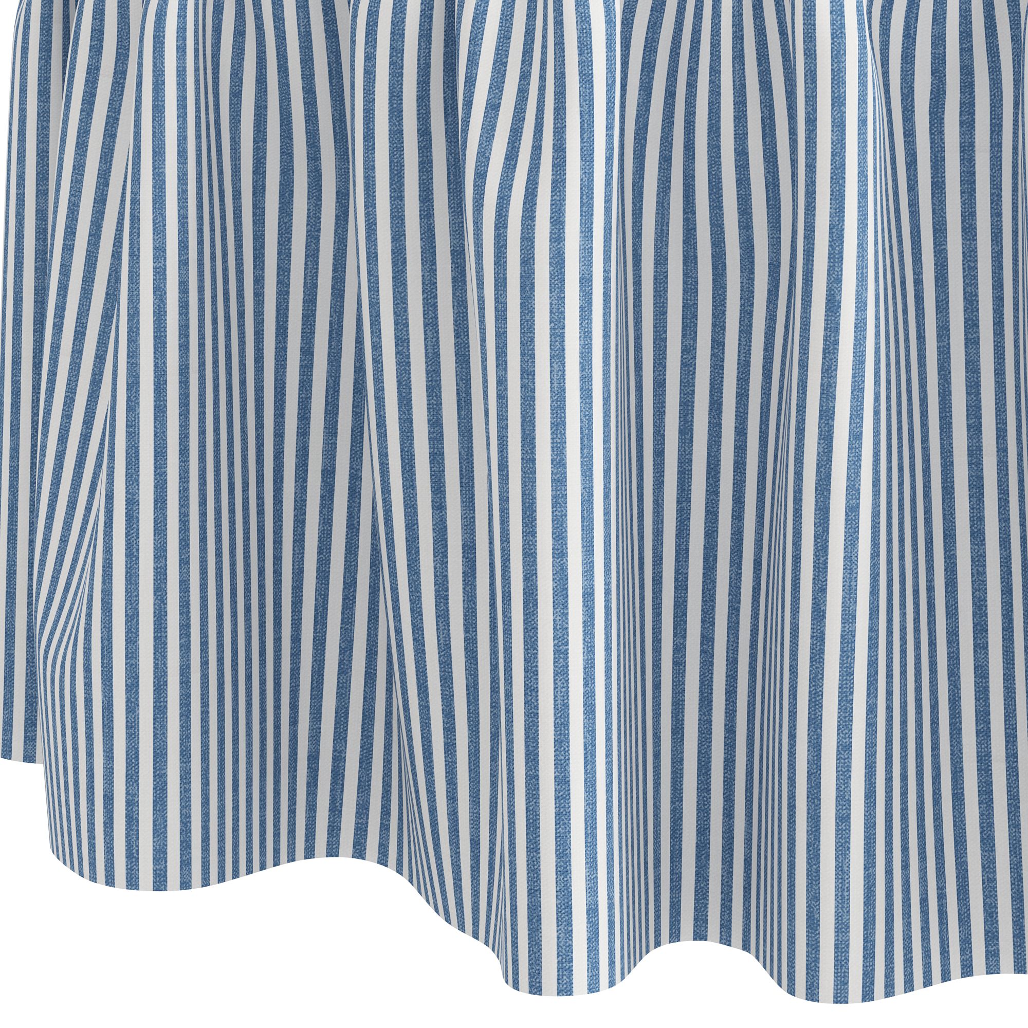 Image 2 Eloise Blue Prep Stripe Fabric Round Ottoman - Made to Order more views