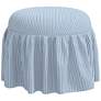 Eloise Blue Prep Stripe Fabric Round Ottoman