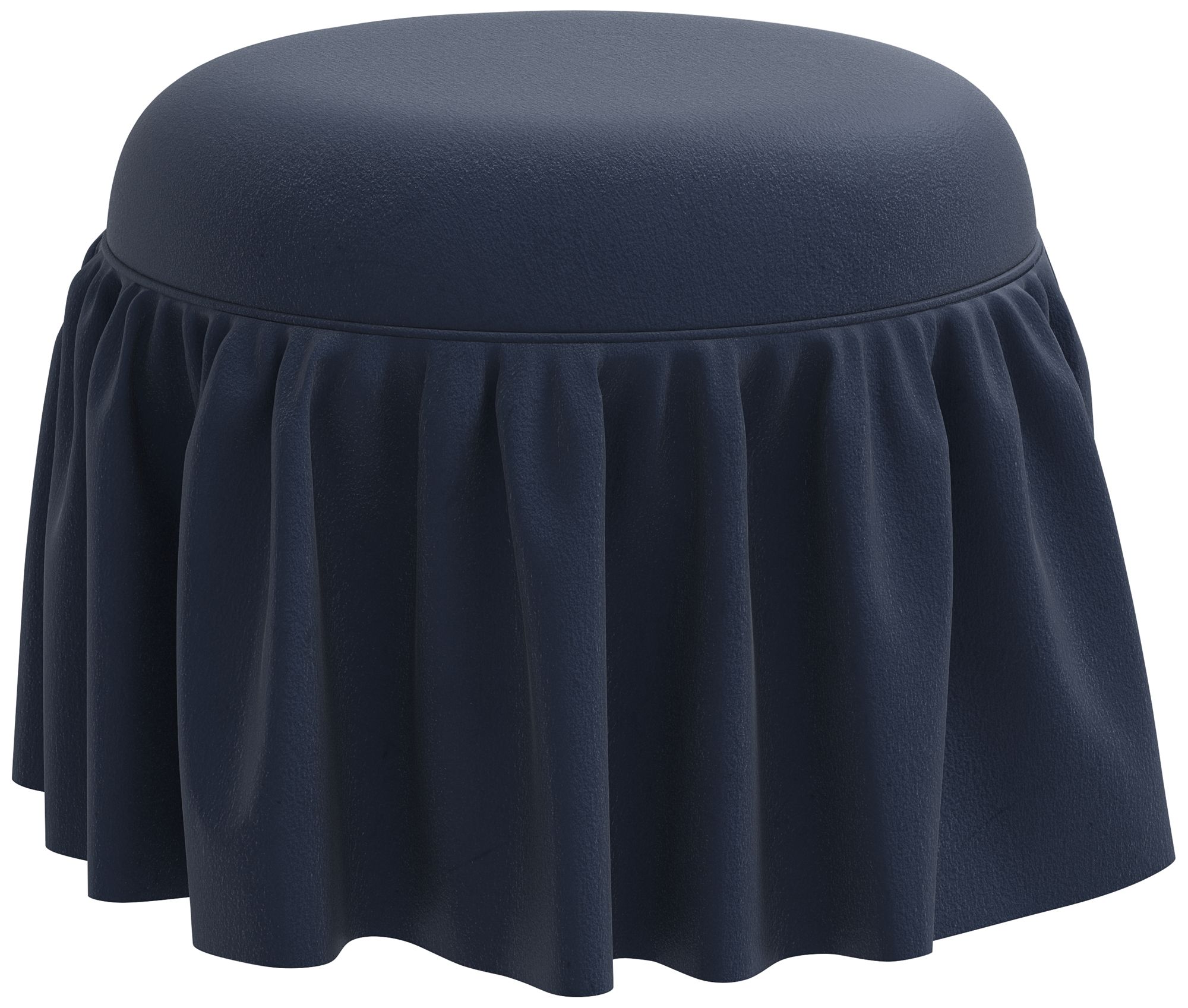Eloise Navy Ink Velvet Round Ottoman - Made to Order