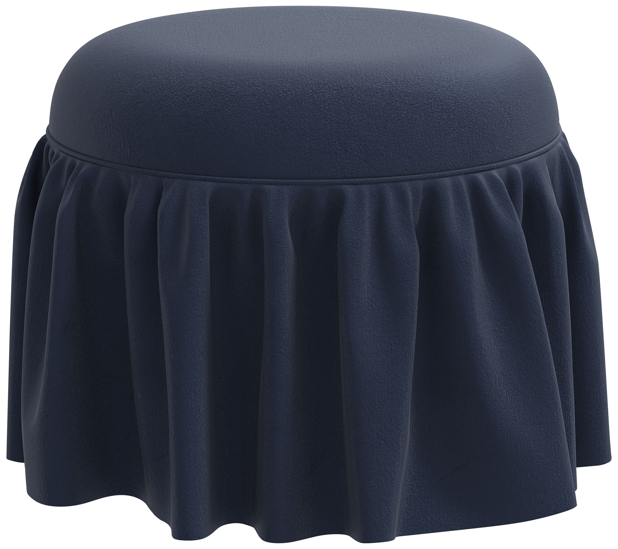 Image 3 Eloise Navy Ink Velvet Round Ottoman - Made to Order more views