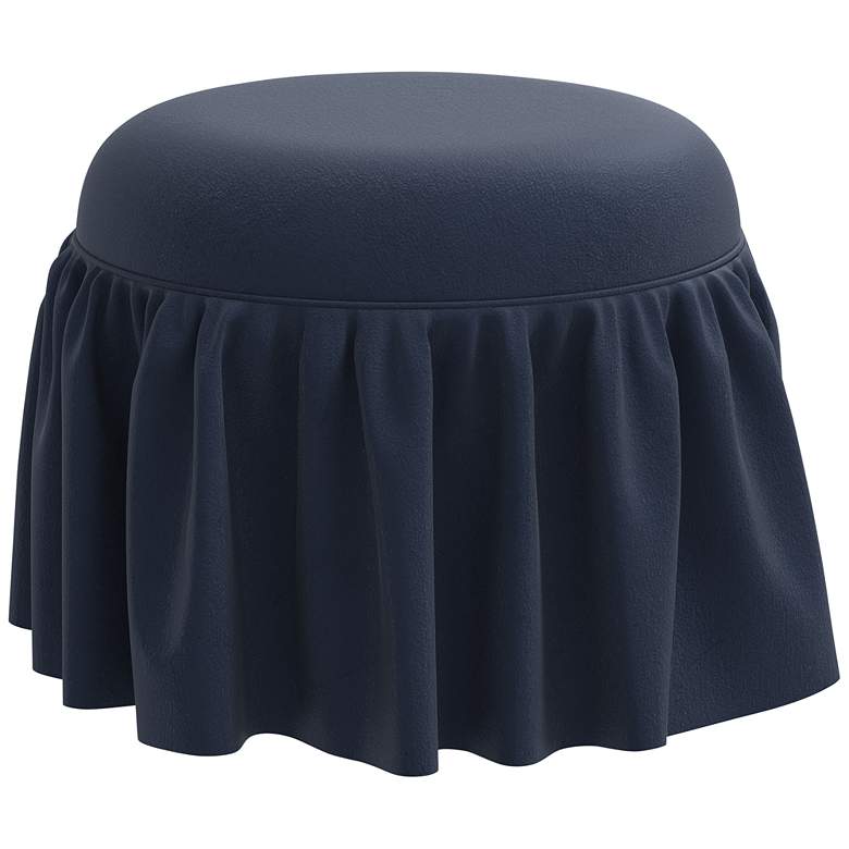 Image 1 Eloise Navy Ink Velvet Round Ottoman