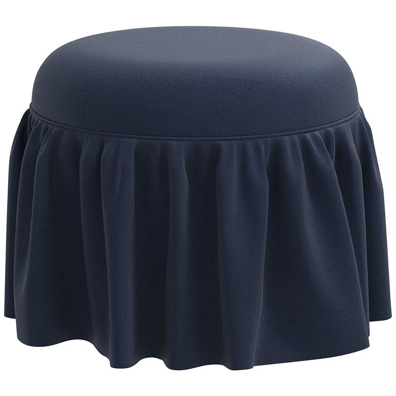 Image 3 Eloise Navy Ink Velvet Round Ottoman more views