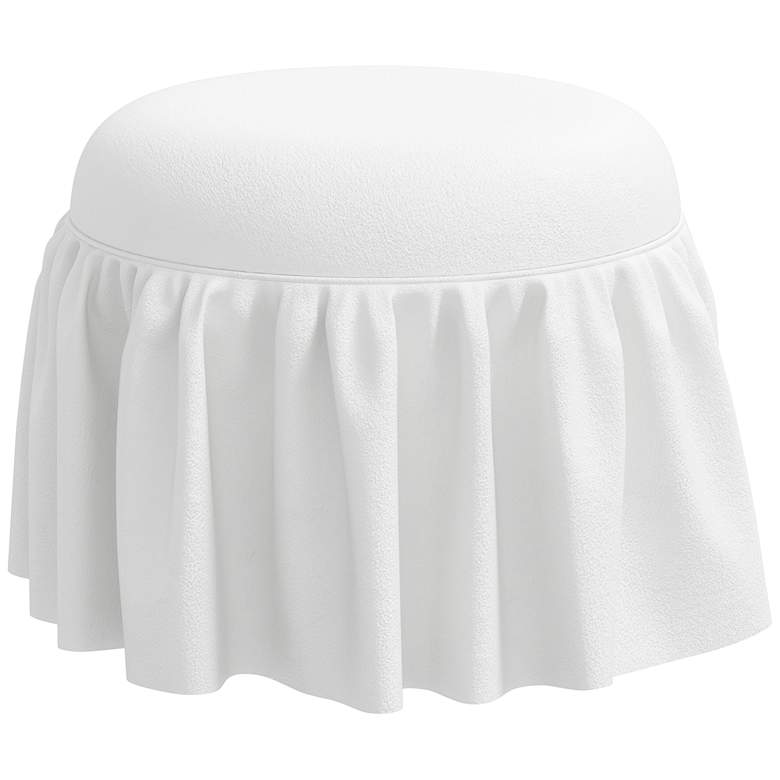 Image 1 Eloise White Velvet Round Ottoman