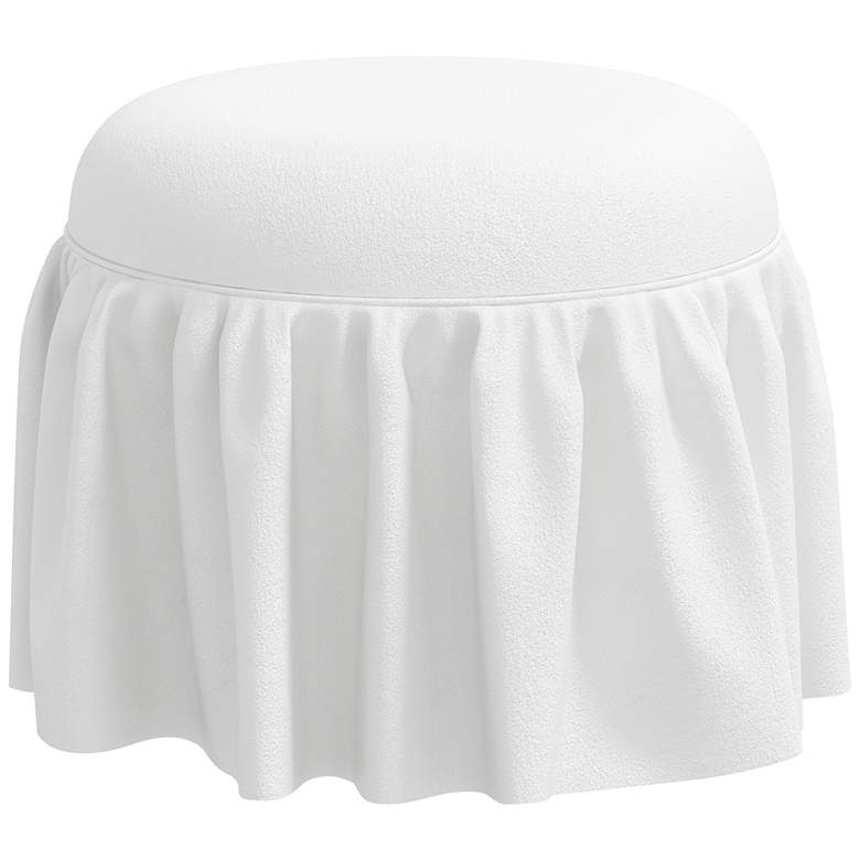 Image 4 Eloise White Velvet Round Ottoman more views