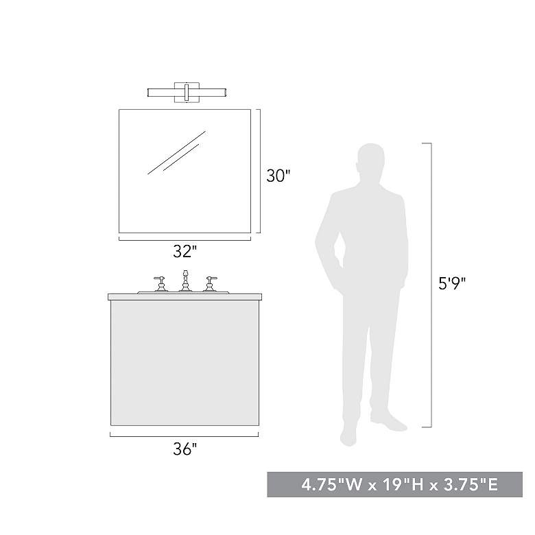 Image 6 Elon 19" Wide Matte Black LED Vanity Bath Light more views