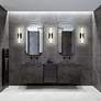 5_Elon 4 3/4" Wide Matte Black 1-Light Bath Light with Opal Glass more views