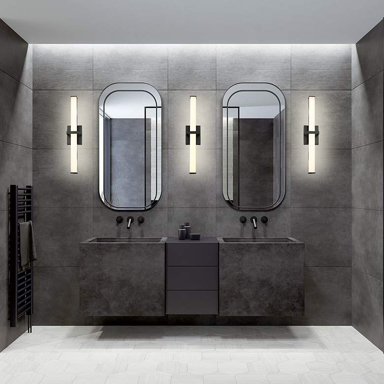 Image 5 Elon 4 3/4" Wide Matte Black 1-Light Bath Light with Opal Glass more views
