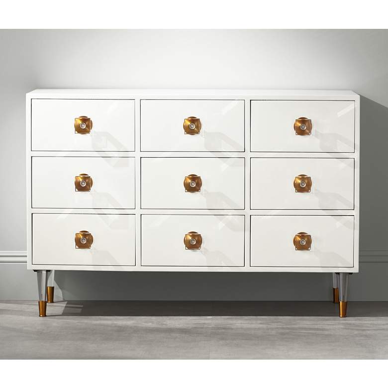 Image 1 Eloquent White Lacquer 9-Drawer Accent Chest