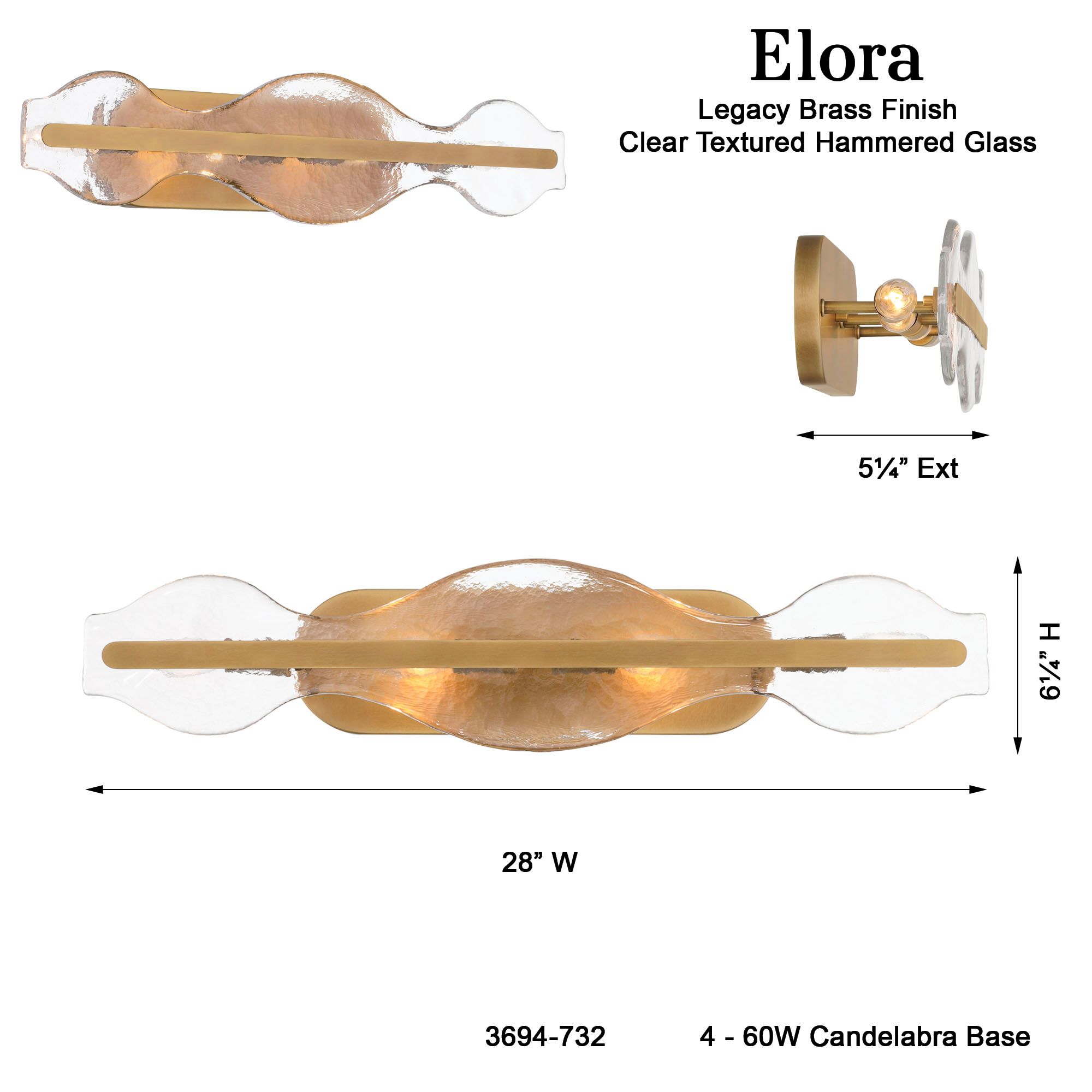 Elora 28" Wide Legacy Brass 4-Light Vanity Bath Light