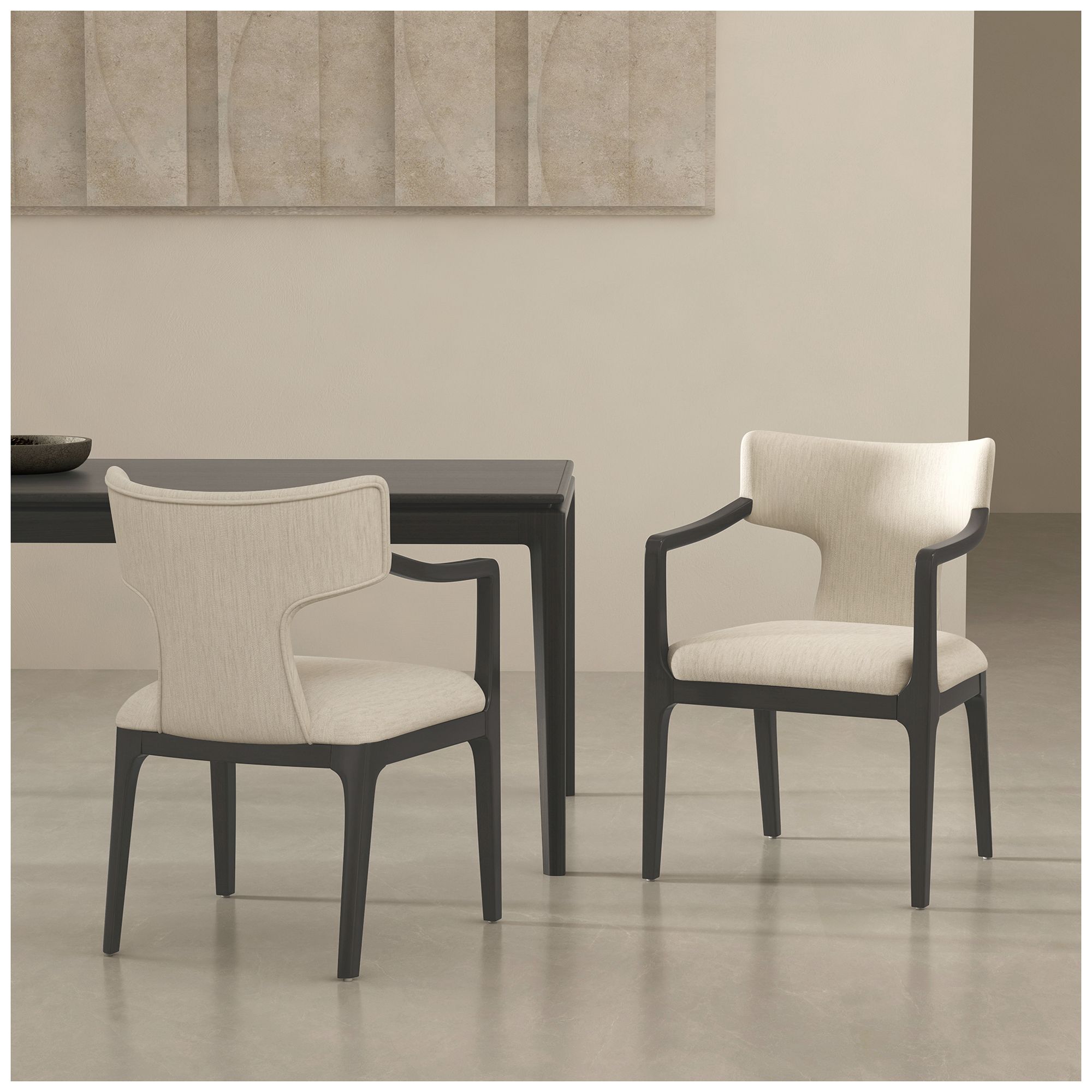 Image 4 Eloria Mid-Century Modern Chenille Wood Armchair in Cream more views