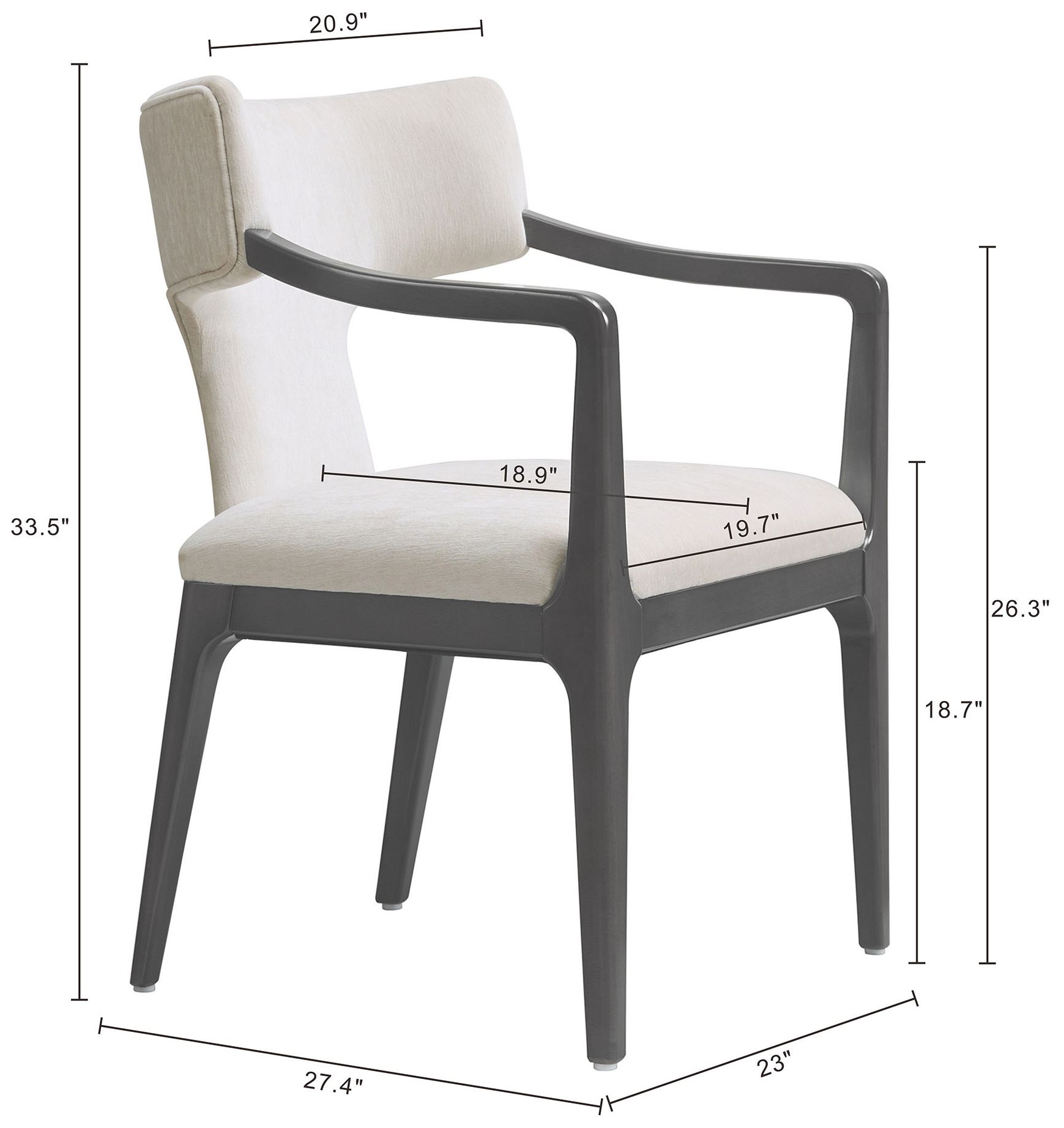 Image 5 Eloria Mid-Century Modern Chenille Wood Armchair in Cream more views