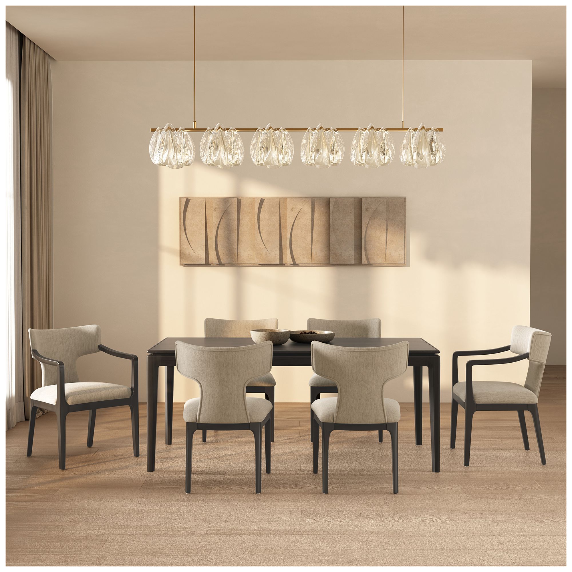 Eloria Mid-Century Modern Chenille Wood Armchair in Taupe