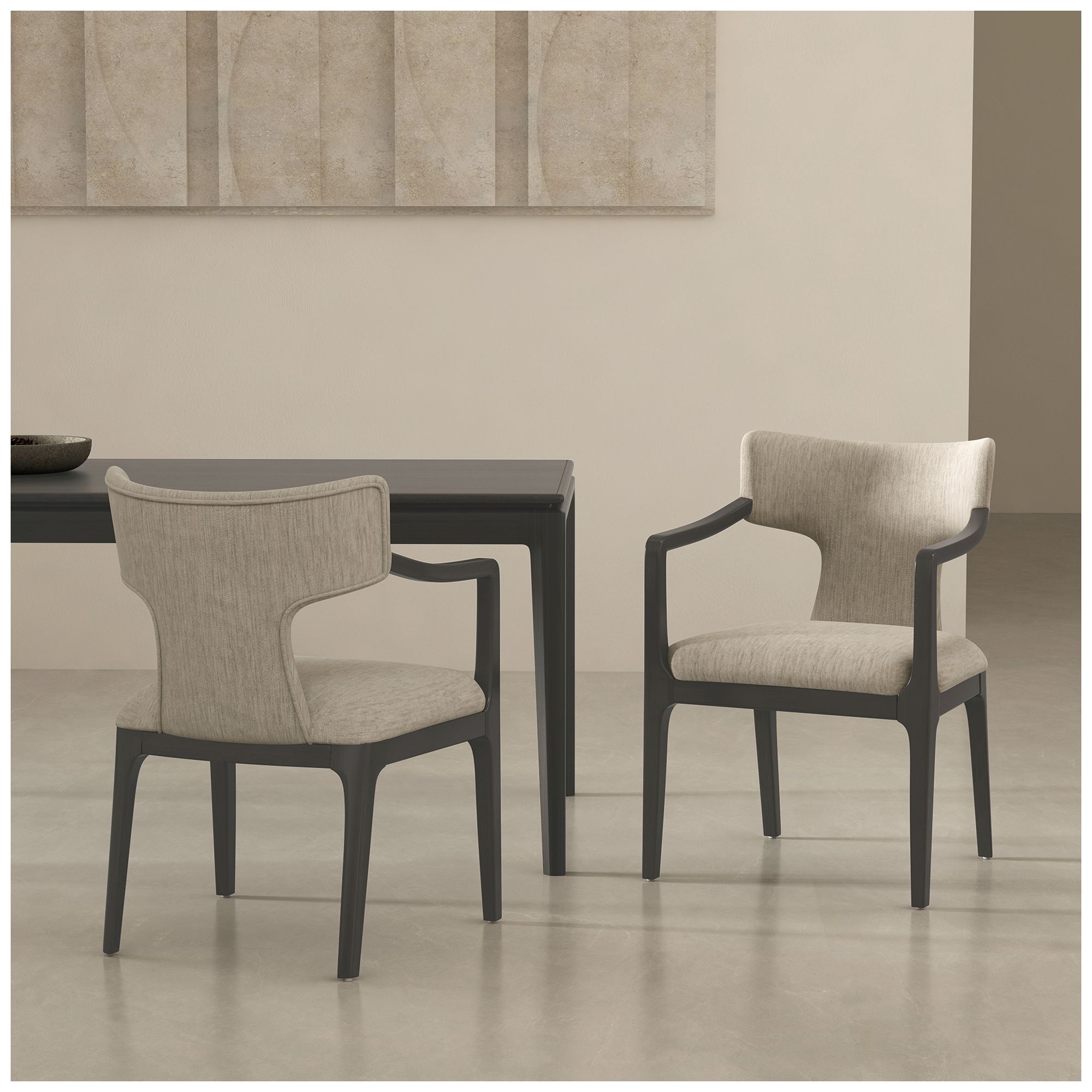 Image 4 Eloria Mid-Century Modern Chenille Wood Armchair in Taupe more views