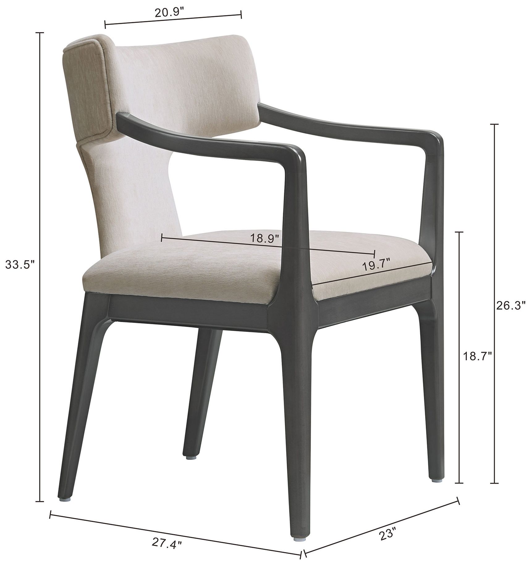 Image 5 Eloria Mid-Century Modern Chenille Wood Armchair in Taupe more views