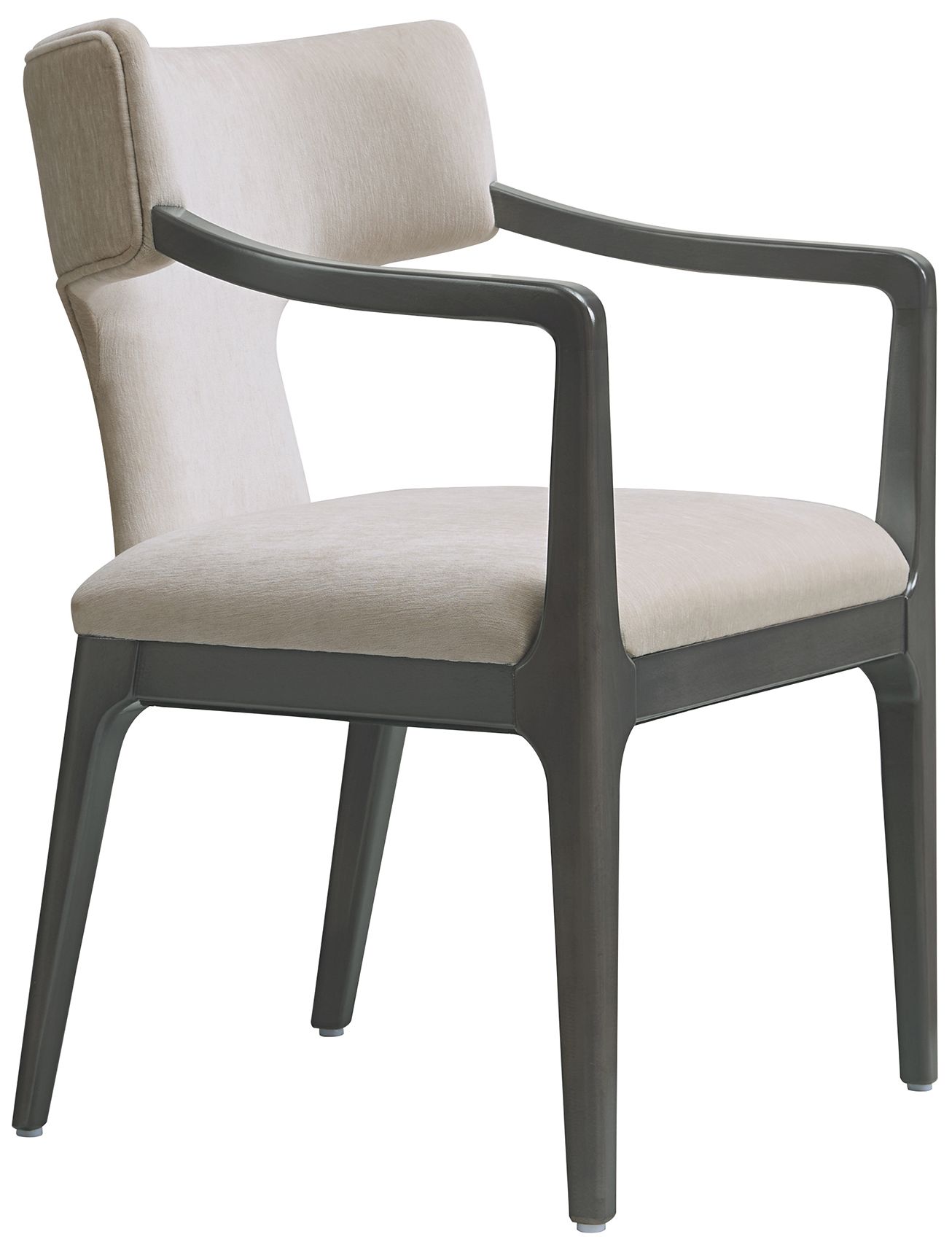 Eloria Mid-Century Modern Chenille Wood Armchair in Taupe