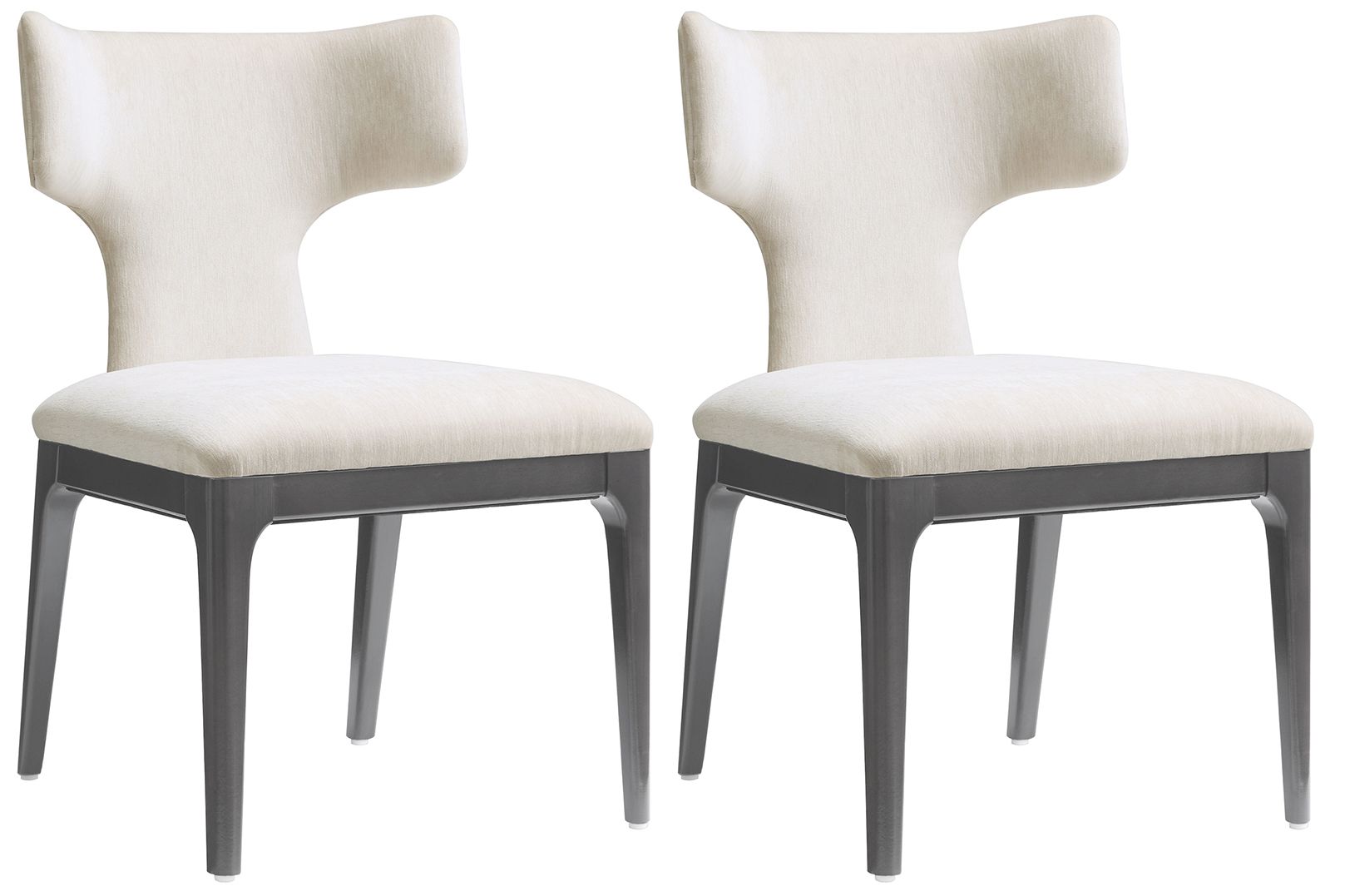 Image 2 Eloria Mid-Century Modern Chenille Wood Side Chair in Cream - Set of 2